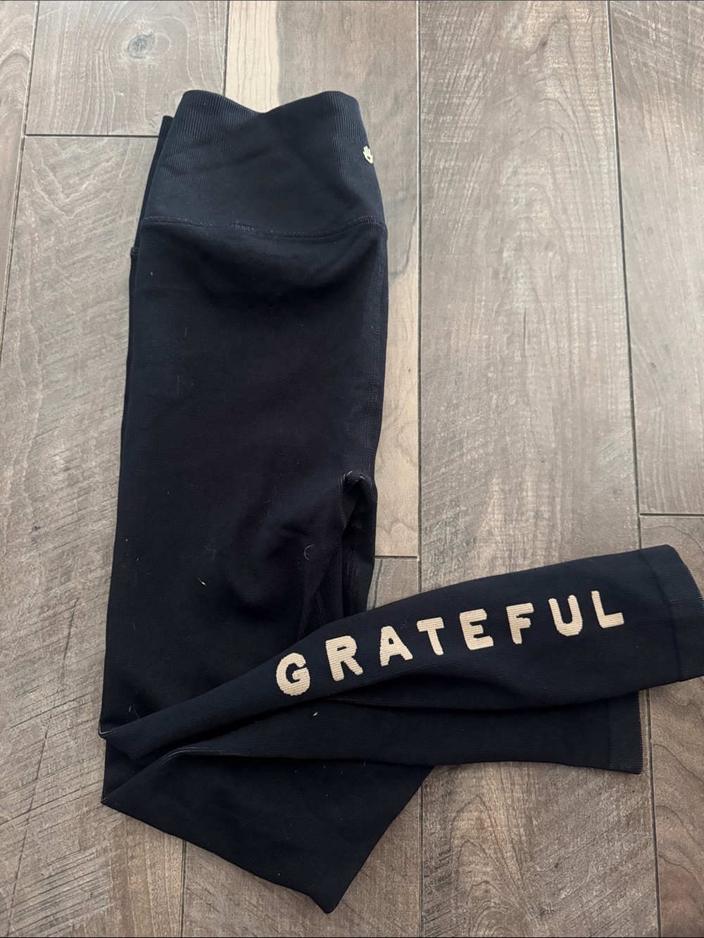 Spiritual Gangster Black Leggings with 'GRATEFUL' Script